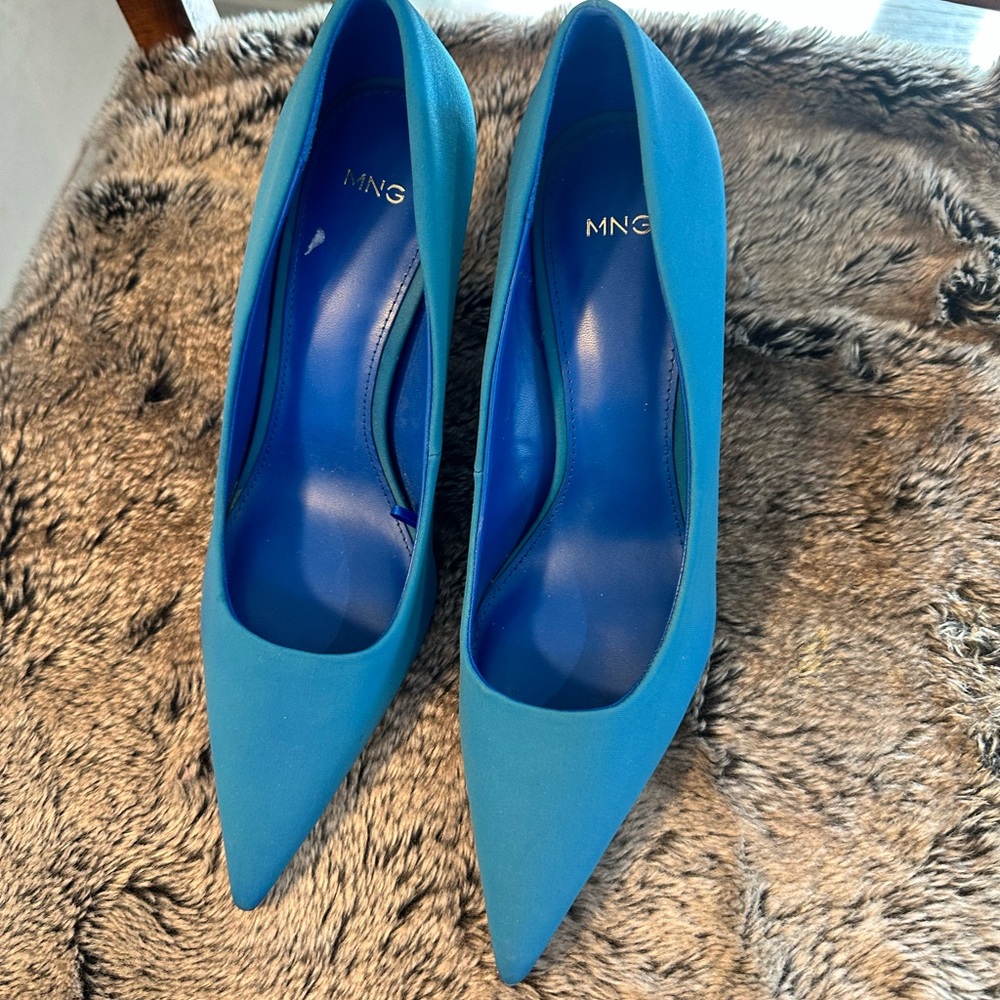 Mango MNG Blue pointy Toe Stiletto Heels, Size 40/9